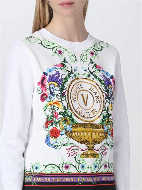 Versace Jeans Couture felpa in cotone donna colore bianco